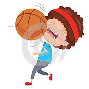 Vector Illustration Of Kid Hurting From Ball Accident