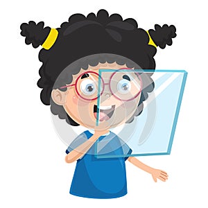 Vector Illustration Of Kid Keeping Glass