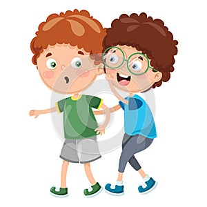 Vector Illustration Of Kid Whispering