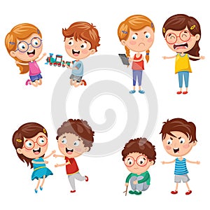 Vector Illustration Of Kids Behaviours