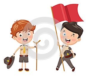 Vector Illustration Of Kids Camping