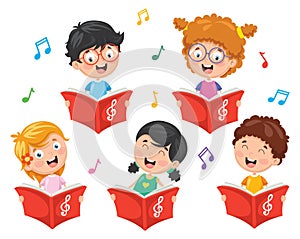 Vector Illustration Of Kids Choir