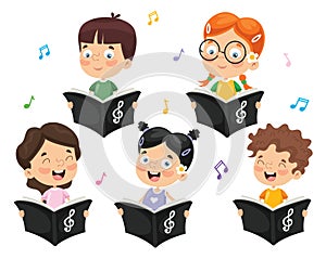 Vector Illustration Of Kids Choir