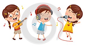 Vector Illustration Of Kids Making Art Performance