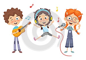 Vector Illustration Of Kids Music