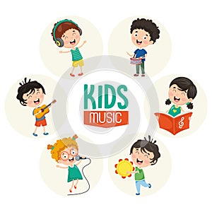 Vector Illustration Of Kids Music