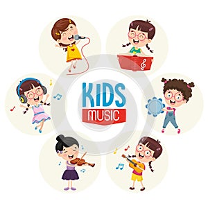 Vector Illustration Of Kids Music