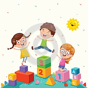 Vector Illustration Of Kids Playing