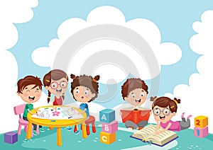 Vector Illustration Of Kids Playing