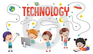 Vector Illustration Of Kids Technology