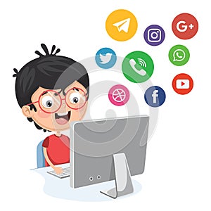 Vector Illustration Of Kids Technology