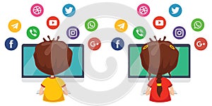 Vector Illustration Of Kids Technology