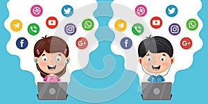 Vector Illustration Of Kids Technology