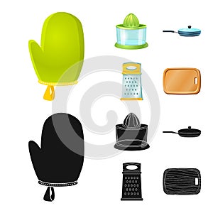 Vector illustration of kitchen and cook logo. Set of kitchen and appliance stock symbol for web.