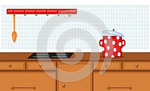 Vector illustration of kitchen set