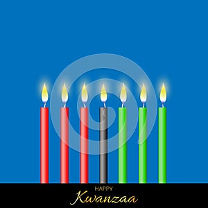 Vector Illustration for Kwanzaa. Template with seven realistic candles. Traditional african american ethnic holiday design