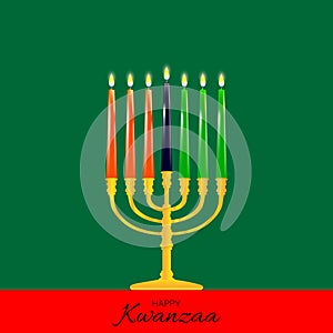 Vector Illustration for Kwanzaa. Template with seven realistic candles. Traditional african american ethnic holiday design