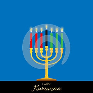 Vector Illustration for Kwanzaa. Template with seven realistic candles. Traditional african american ethnic holiday design