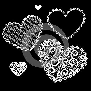 Vector illustration of lacy hearts