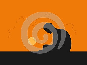 vector illustration lamenting fate flat design