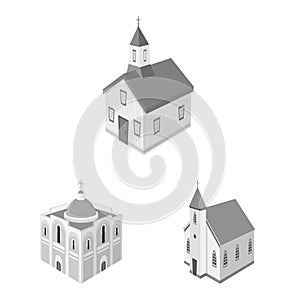 Vector illustration of landmark and clergy symbol. Collection of landmark and religion vector icon for stock.