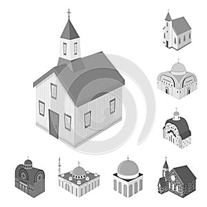 Vector illustration of landmark and clergy symbol. Set of landmark and religion stock symbol for web.