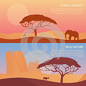 Vector illustration of landscape in savanna