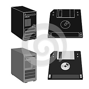 Vector design of laptop and device icon. Set of laptop and server stock vector illustration.