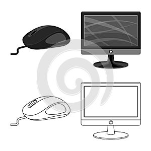 Vector design of laptop and device icon. Collection of laptop and server stock vector illustration.