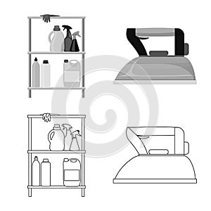Vector illustration of laundry and clean icon. Set of laundry and clothes stock vector illustration.