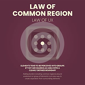 The vector illustration of the Law of common regions is a principle in a strong tendency to perceive items as grouped when they ar