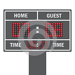 Vector illustration of a LED football scoreboard with fully data