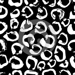 Vector illustration Leopard print seamless pattern. Black and white background