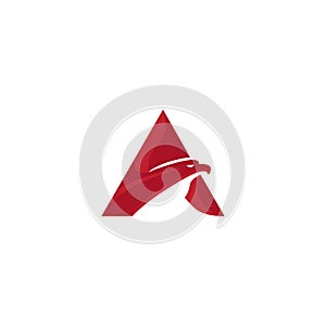 Vector illustration of letter A and eagle for icon, symbol or logo