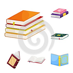 Vector illustration of library and bookstore sign. Collection of library and literature vector icon for stock.