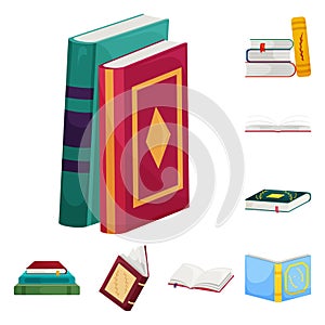 Vector illustration of library and bookstore  sign. Set of library and literature  vector icon for stock.