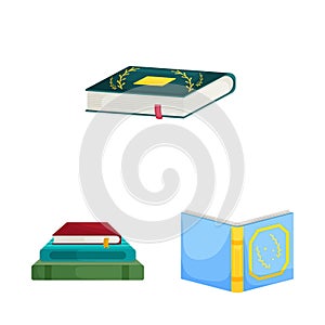 Vector illustration of library and bookstore symbol. Set of library and literature stock symbol for web.