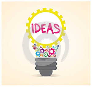 Ideas inside a gear light bulb vector design