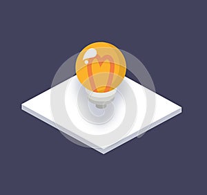 Vector illustration. Light bulb isometric flat icon