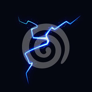 Vector Illustration of Lightning on Black Background. Blitz Lightning Thunder Light Sparks Storm Flash Thunderstorm.