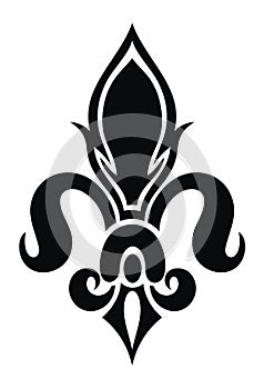 Vector illustration lily flower heraldic emblem. Royal fleur-de-lis fleur-de-lys symbol
