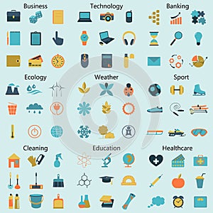 Vector illustration of line icons for different social spheres