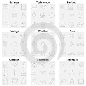 Vector illustration of line icons for different social spheres