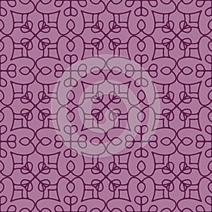 Vector illustration. Line ornament seamless pattern. Purple monochrome geometric background.