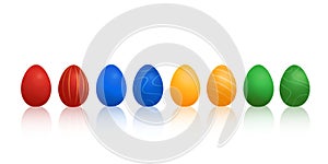 Vector illustration of lined up easter eggs