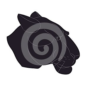 Vector illustration of a lioness portrait, silhouette drawing