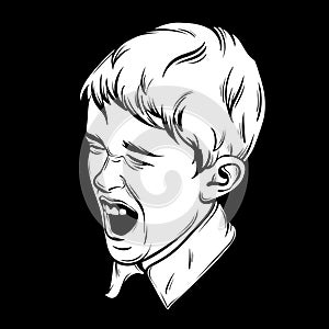 Vector illustration of little emotional boy