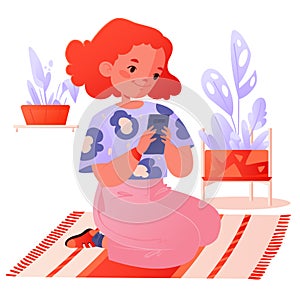 Vector illustration with little girl.