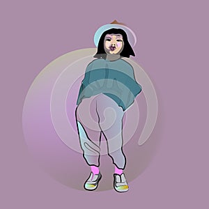 Vector illustration of a little girl, fashion