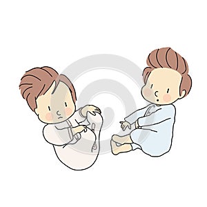 Vector illustration of little Infants laying. Newborn, baby, Cartoon character drawing